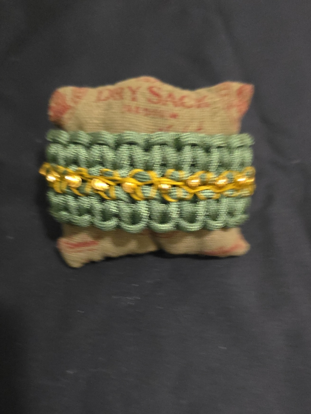 Gold-Accent Sage Green Braided Bracelet - Unbranded